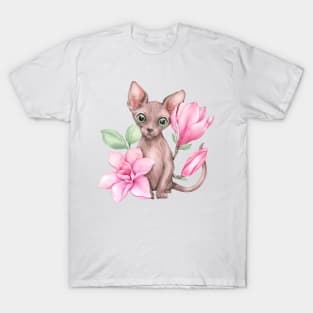 Kitten and magnolias T-Shirt